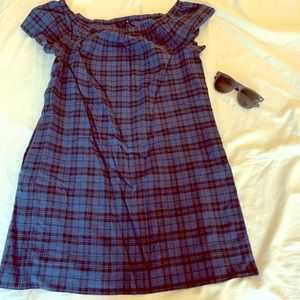 Plaid off the shoulder A line dress - Madewell